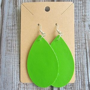 Green Faux Leather Earrings